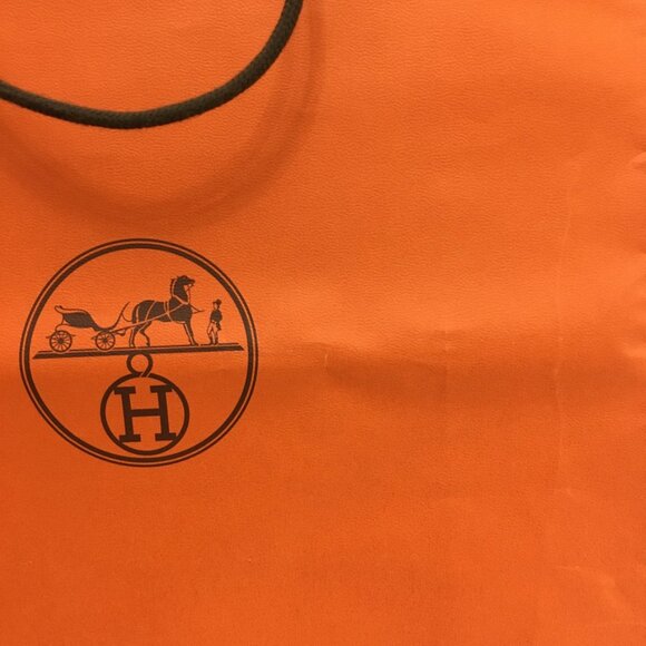 Hermes Shopping Bag 18" x 16" x 6.5" X-Large Orange Paper Gift Bag Authentic - Picture 8 of 15